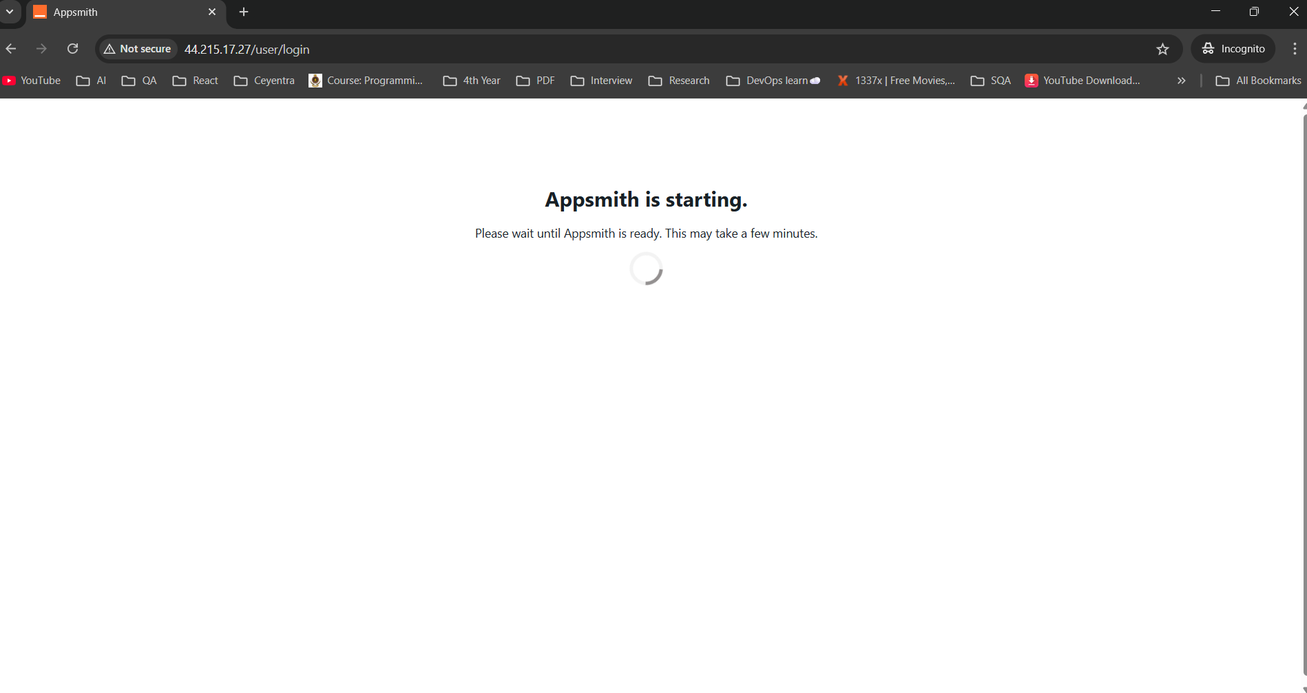 502 Bad Gateway error while Appsmith is starting