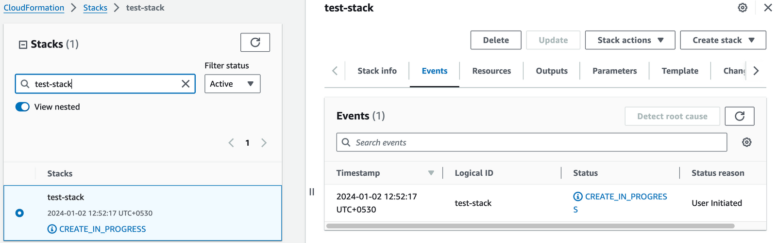 DeepSeek Coder CloudFormation stack in progress