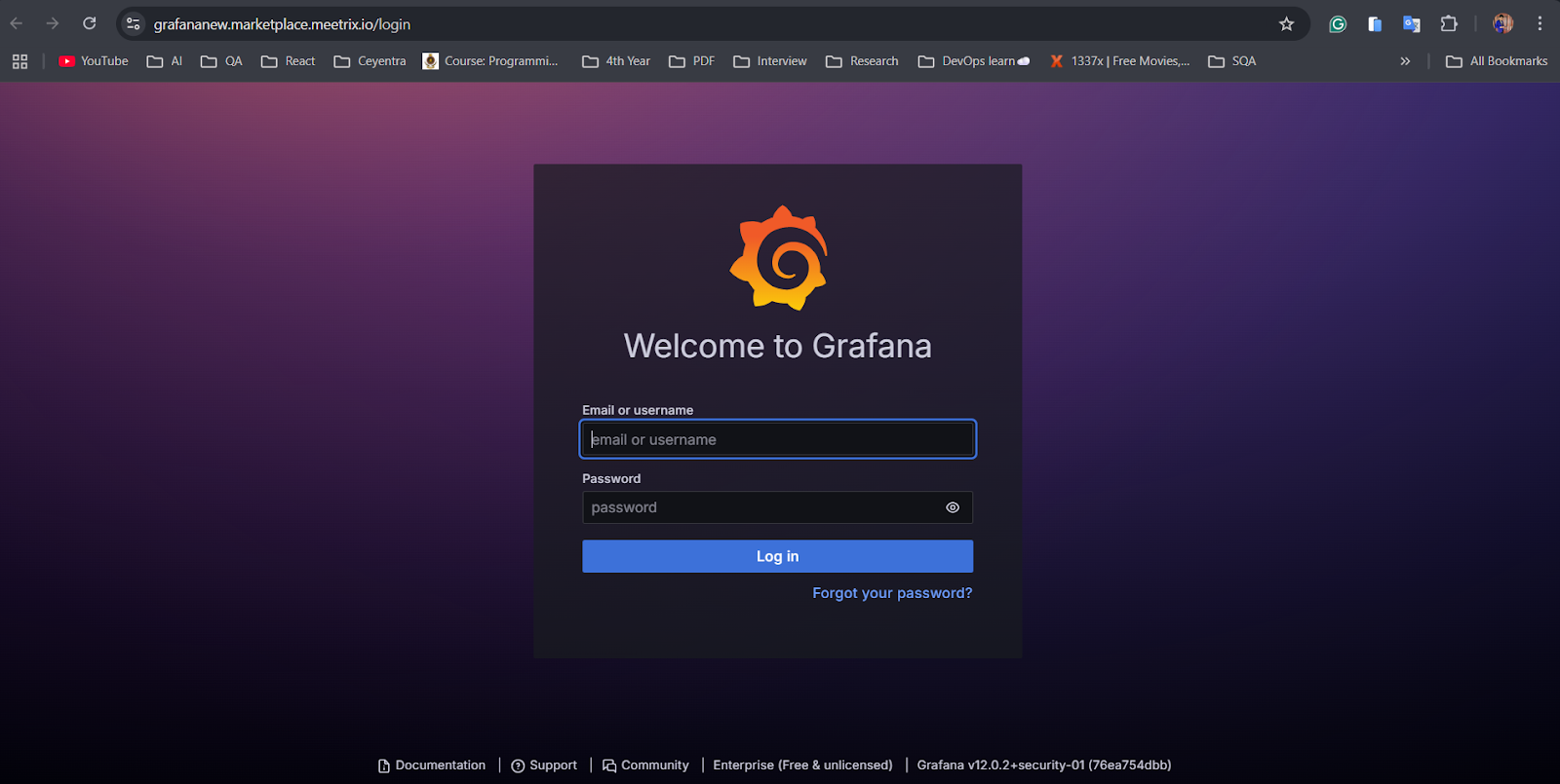 Grafana Login Page