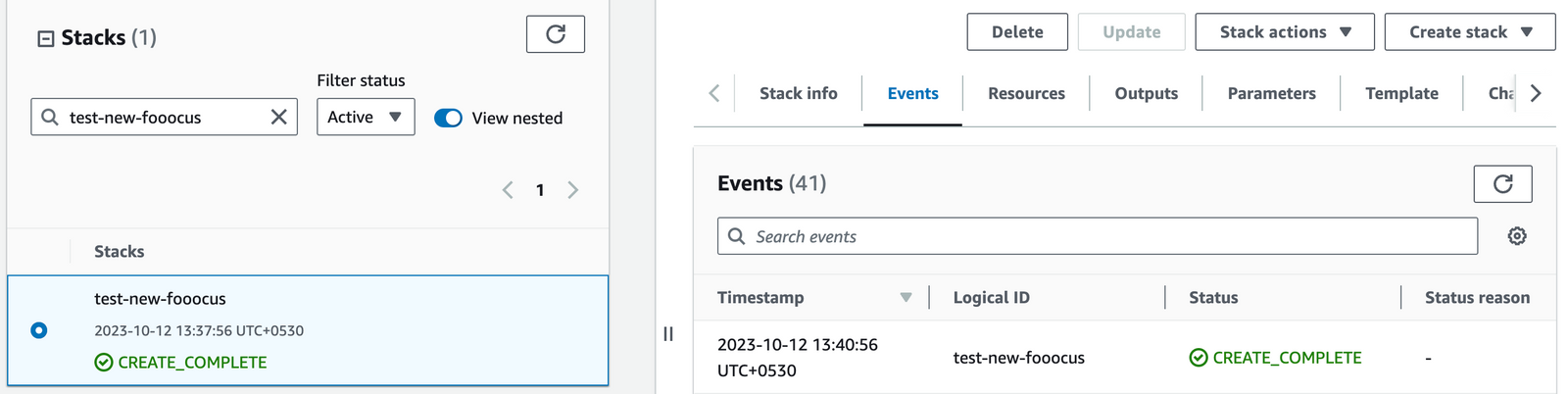 CloudFormation stack CREATE_COMPLETE status for Fooocus