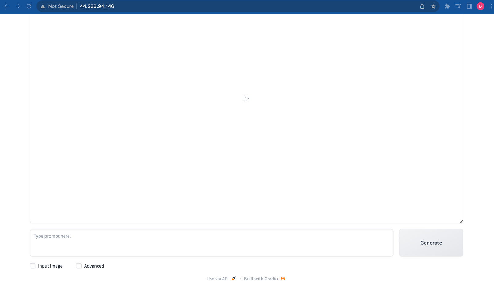Fooocus dashboard accessed via public IP