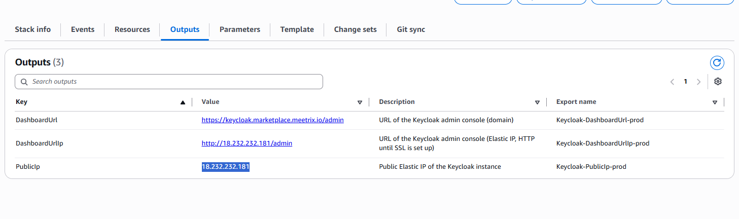 Copying the PublicIp from CloudFormation Outputs tab