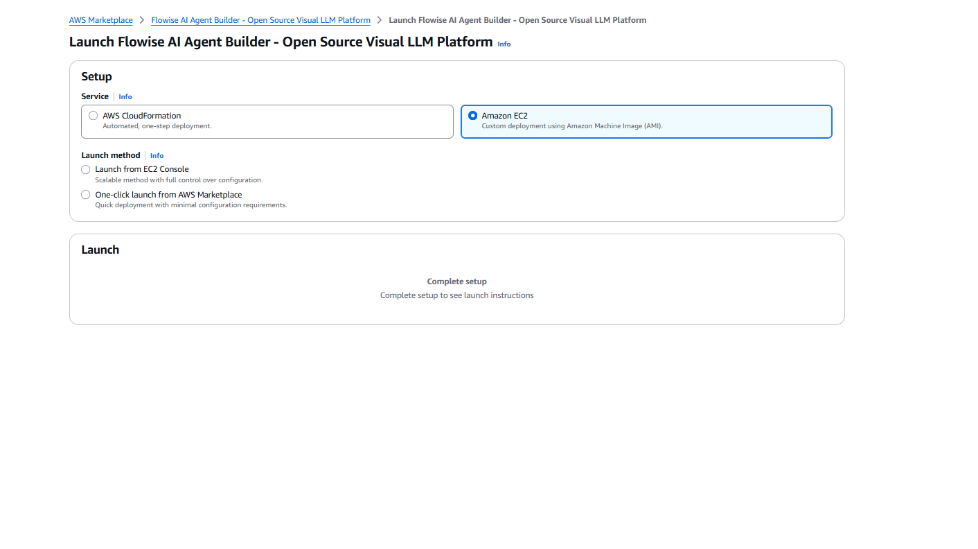 Amazon EC2 selected showing Launch from EC2 Console and One-click launch options