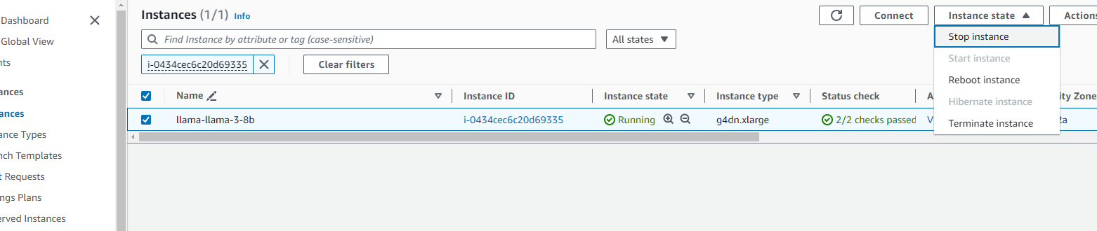 Stopping the Llama 4 EC2 instance