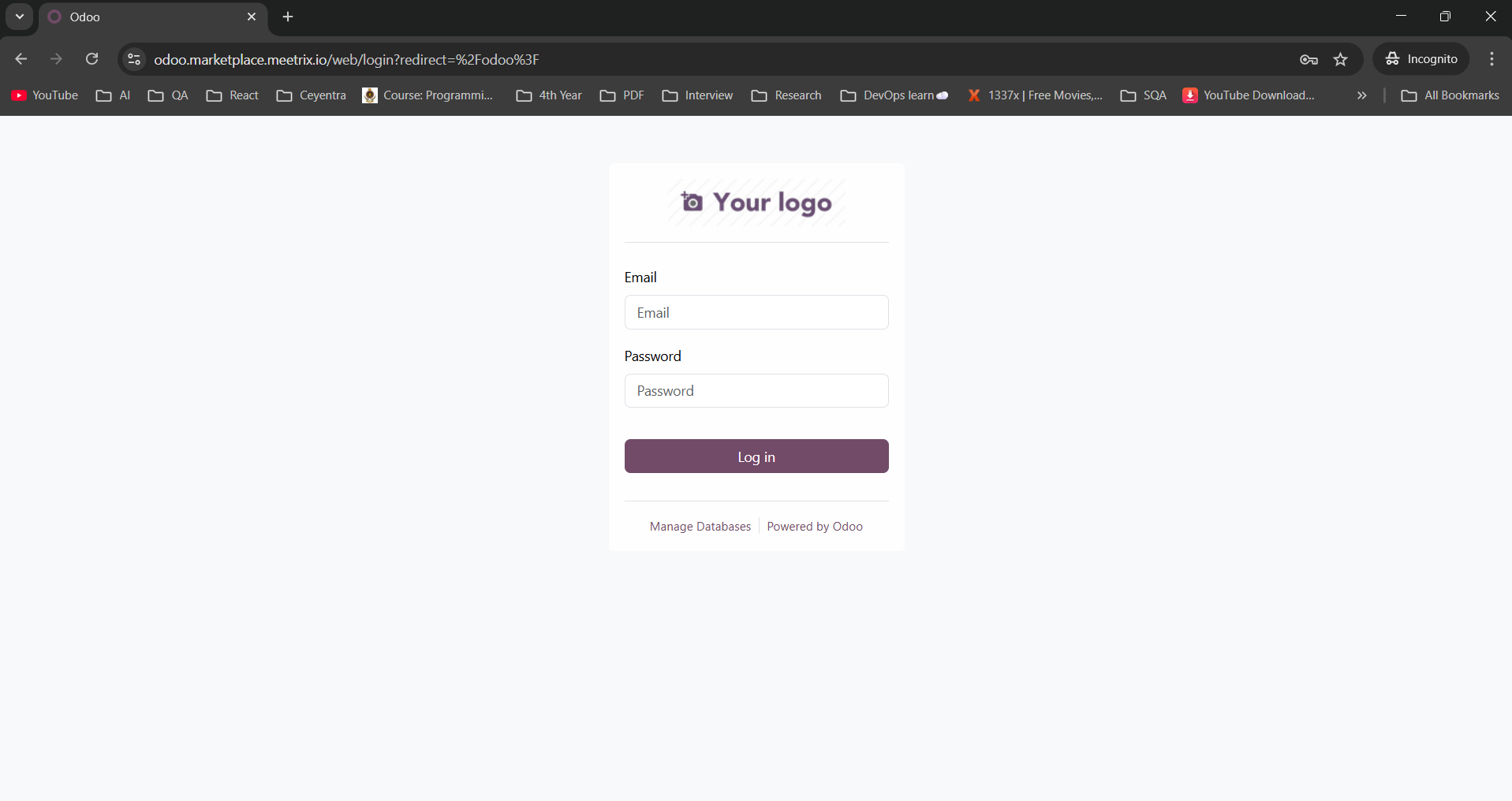 Odoo Login Page