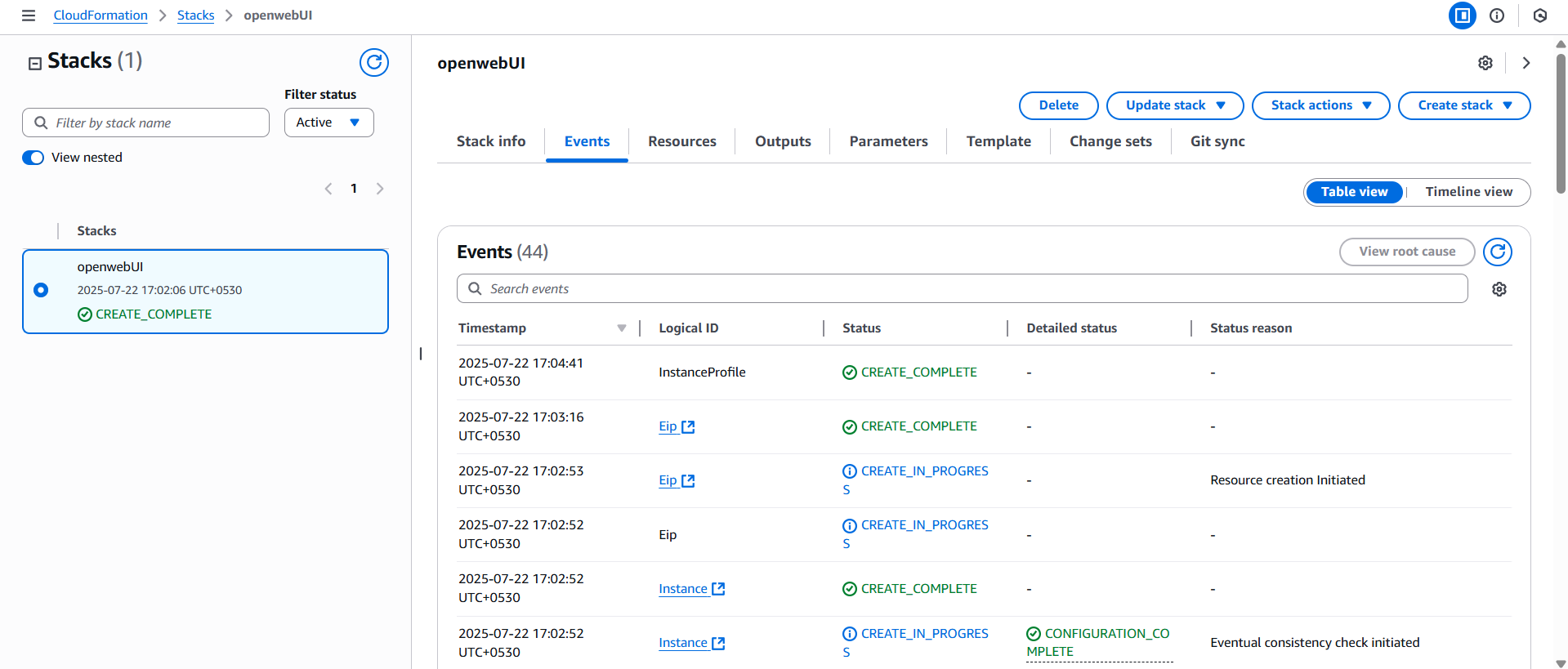 CloudFormation Stack Creation