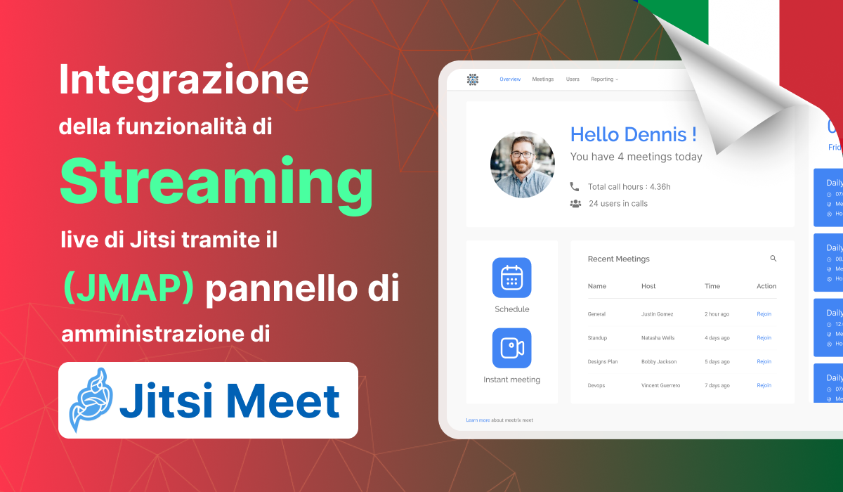 Integrazione della funzionalità di streaming live di Jitsi tramite il pannello di amministrazione di Jitsi Meet (JMAP)